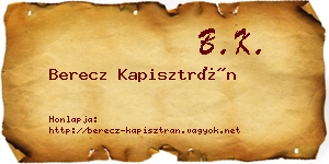 Berecz Kapisztrán névjegykártya